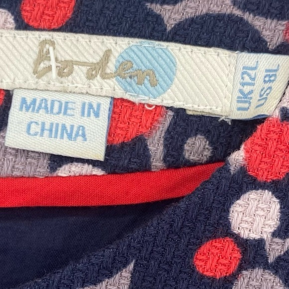 Boden blue red white dot textured dot Career Dress size 8 long - Picture 7 of 14